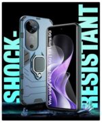 Shock Proof Back Case Mobile Cover for Vivo V40 | V40 Pro 5G | T3 Ultra 5G | Back Cover Case (Tough Armor | Hybrid PC + TPU | Ring Holder & in-Built Kickstand | Blue) - Image 7