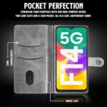 Shock Proof Flip Cover Back Case for Samsung Galaxy F14 5G | Magnetic Wallet Leather Case with Stand - Image 5