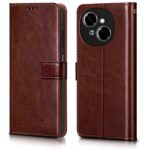 Shock Proof Flip Cover Back Case for Tecno Spark Go 1 | Magnetic Wallet Leather Case with Stand