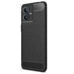 Lava Blaze 2 Slim Soft Rubberised Back Cover | Shock Proof Brushed Carbon Fibre Texture Silicone Flexible Camera Protection Back Case - Black - Image 3