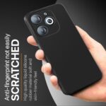 Slim Ultra Soft Rubberised Back Cover for Infinix Smart 8 HD | Infinix Smart 8 | Inner Velvet Fabric Lining | Matte Silicone Flexible Camera Protection Back Case - Black - Image 4