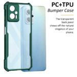 Shockproof Crystal Clear Redmi K50i 5G Back Cover Case | 360 Degree Protection | Transparent Mobile Back Cover Case for Xiaomi Redmi K50i 5G | Hybrid PC + TPU (Green Bumper) - Image 4