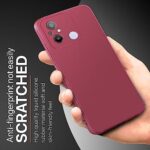 Slim Ultra Soft Rubberised Back Cover for Xiaomi Redmi 12C | Poco C55 | Inner Velvet Fabric Lining | Matte Silicone Flexible Camera Protection Back Case - Maroon Wine Red - Image 7