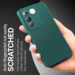 Slim Ultra Soft Rubberised Back Cover for Vivo V27 | V27 Pro 5G | Inner Velvet Fabric Lining | Matte Silicone Flexible Camera Protection Back Case - Green - Image 4