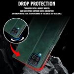 Shock Proof Flip Cover Back Case for Samsung Galaxy F12 | Magnetic Wallet Leather Case with Stand - Image 8