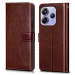 Shock Proof Flip Cover Back Case for Redmi Note 14 Se 5G | Magnetic Wallet Leather Case with Stand