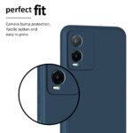 Ultra Slim Soft Rubberised Back Cover Case for Vivo T1X | Inner Velvet Fabric Lining | Matte Silicone Flexible Camera Protection Back Cover - Blue - Image 5