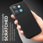 Slim Ultra Soft Rubberised Back Cover for Infinix Smart 7 | Inner Velvet Fabric Lining | Matte Silicone Flexible Camera Protection Back Case - Black - Image 4