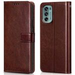 Shock Proof Flip Cover Back Case for Moto Motorola G62 | Magnetic Wallet Leather Case with Stand