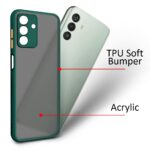 Translucent Hybrid Back Case Cover for Samsung Galaxy M13 4G | F13 4G Smoked Matte Back | 360 Degree Protection | Protective Hard Case (Green Bumper) - Image 4