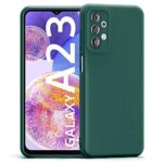 Ultra Slim Soft Rubberised BackCover Case for Samsung Galaxy A23 4G | Galaxy A23 5G | Inner Velvet Fabric Lining | Matte Silicone Flexible Camera Protection Back Cover - Green