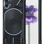 kelpuj TPU+PC Shock Proof Clear Protective Back Cover Case for Nothing Phone 1 5G - Airedge Technology | 360 Degree Camera Protection | Transparent Hybrid Back Case Mobile Cover - Black