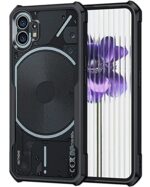 kelpuj TPU+PC Shock Proof Clear Protective Back Cover Case for Nothing Phone 1 5G - Airedge Technology | 360 Degree Camera Protection | Transparent Hybrid Back Case Mobile Cover - Black