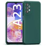 Slim Ultra Soft Rubberised Back Cover for Samsung Galaxy A23 5G | A23 4G | Inner Velvet Fabric Lining | Matte Silicone Flexible Camera Protection Back Case - Green