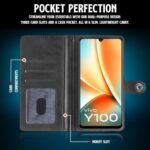 Shock Proof Flip Cover Back Case for Vivo Y100 5G | Magnetic Wallet Leather Case with Stand - Image 5