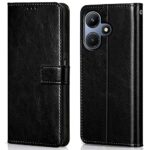 Shock Proof Flip Cover Back Case for Infinix Hot 30I | Magnetic Wallet Leather Case with Stand