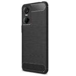 Ultra Slim Soft Rubberised Back Cover for Tecno POP 6 Pro | Shock Proof Brushed Carbon Fibre Texture Silicone Flexible Camera Protection Back Case - Black - Image 3