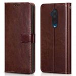 Shock Proof Flip Cover Back Case for Oneplus 7T Pro | Magnetic Wallet Leather Case with Stand