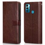 Shock Proof Flip Cover Back Case for Tecno Spark 7 | Magnetic Wallet Leather Case with Stand