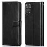 Shock Proof Flip Cover Back Case for Redmi Note 11 | Magnetic Wallet Leather Case with Stand