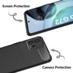 Ultra Slim Soft Rubberised Back Cover for Motorola Moto G72 | Shock Proof Brushed Carbon Fibre Texture Silicone Flexible Camera Protection Back Case - Black - Image 5