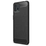 Ultra Slim Soft Rubberised Back Cover for Motorola Moto G72 | Shock Proof Brushed Carbon Fibre Texture Silicone Flexible Camera Protection Back Case - Black - Image 3