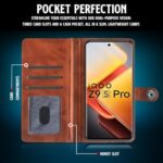 Shock Proof Flip Cover Back Case for Iqoo Z9S Pro 5G | Magnetic Wallet Leather Case with Stand - Image 7