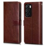 Shock Proof Flip Cover Back Case for Oppo Reno 12 Pro 5G | Magnetic Wallet Leather Case with Stand