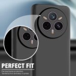 Back Cover for Realme 14 Pro 5G | Ultra Slim Soft Rubberised Case | Inner Velvet Fabric Lining | Matte Silicone Flexible Mobile Case | Camera Protection - Black - Image 5