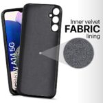 Ultra Slim Soft Rubberised Back Cover Case for Samsung Galaxy A14 5G | A14 4G | Inner Velvet Fabric Lining | Matte Silicone Flexible Camera Protection Back Case - Black - Image 5