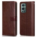 Shock Proof Flip Cover Back Case for Oneplus 9 Pro | Magnetic Wallet Leather Case with Stand