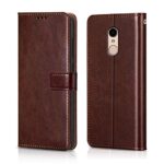Shock Proof Flip Cover Back Case for Xiaomi Mi Redmi 5 | Magnetic Wallet Leather Case with Stand
