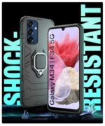 Shock Proof Back Case Mobile Cover for Samsung Galaxy M34 5G | F34 5G (Tough Armor | Hybrid PC + TPU | Full Protection with Ring Holder & in-Built Kickstand | Black) - Image 7