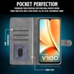 Shock Proof Flip Cover Back Case for Vivo Y100 5G | Magnetic Wallet Leather Case with Stand - Image 5