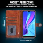 Shock Proof Flip Cover Back Case for Xiaomi Mi Redmi 9 | Magnetic Wallet Leather Case with Stand - Image 5