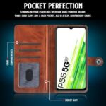Shock Proof Flip Cover Back Case for Itel P55 5G | Magnetic Wallet Leather Case with Stand - Image 7