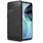 Ultra Slim Soft Rubberised Back Cover for Motorola Moto G72 | Shock Proof Brushed Carbon Fibre Texture Silicone Flexible Camera Protection Back Case - Black - Image 2