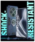 Shock Proof Back Case Mobile Cover for Vivo X200 5G | Back Cover Case (Tough Armor | Hybrid PC + TPU | Ring Holder & inBuilt Kickstand | Blue) - Image 5