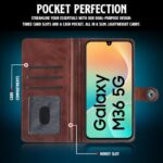 Shock Proof Flip Cover Back Case for Samsung Galaxy M36 5G | Magnetic Wallet Leather Case with Stand - Image 5