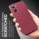 Slim Ultra Soft Rubberised Back Cover for Realme 10 Pro 5G | Inner Velvet Fabric Lining | Matte Silicone Flexible Camera Protection Back Case - Red - Image 5