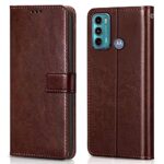 Shock Proof Flip Cover Back Case for Motorola Moto G60 | Magnetic Wallet Leather Case with Stand