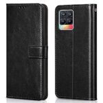 Shock Proof Flip Cover Back Case for Realme 8 | Magnetic Wallet Leather Case with Stand