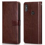 Shock Proof Flip Cover Back Case for Moto One Power | Magnetic Wallet Leather Case with Stand