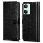 Shock Proof Flip Cover Back Case for Iqoo Z9 Lite | Magnetic Wallet Leather Case with Stand