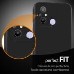 Slim Ultra Soft Rubberised Back Cover for Xiaomi Redmi 12C | Poco C55 | Inner Velvet Fabric Lining | Matte Silicone Flexible Camera Protection Back Case - Black - Image 8