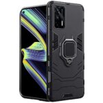 Shock Proof Back Case Mobile Cover for Realme X7 Max | Realme GT 5G | Back Cover Case (Tough Armor | Hybrid PC + TPU | Ring Holder & in-Built Kickstand | Black)