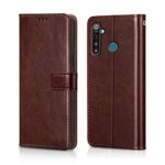 Shock Proof Flip Cover Back Case for Realme 5 Pro | Magnetic Wallet Leather Case with Stand