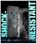 Shock Proof Back Case Mobile Cover for Redmi A4 5G | Poco C75 | Redmi 14C 5G | Poco M7 5G | (Tough Armor | Hybrid PC + TPU | Full Protection with Ring Holder & in-Built Kickstand | Black) - Image 5