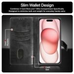 Shock Proof Flip Cover Back Case for Apple Iphone 15 | Magnetic Wallet Leather Case with Stand - Image 7