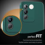 Slim Ultra Soft Rubberised Back Cover for Vivo V27 | V27 Pro 5G | Inner Velvet Fabric Lining | Matte Silicone Flexible Camera Protection Back Case - Green - Image 5